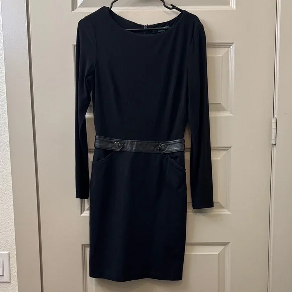 Lauren Ralph Lauren Black Long Sleeve Dress with Belt - Picture 1 of 3